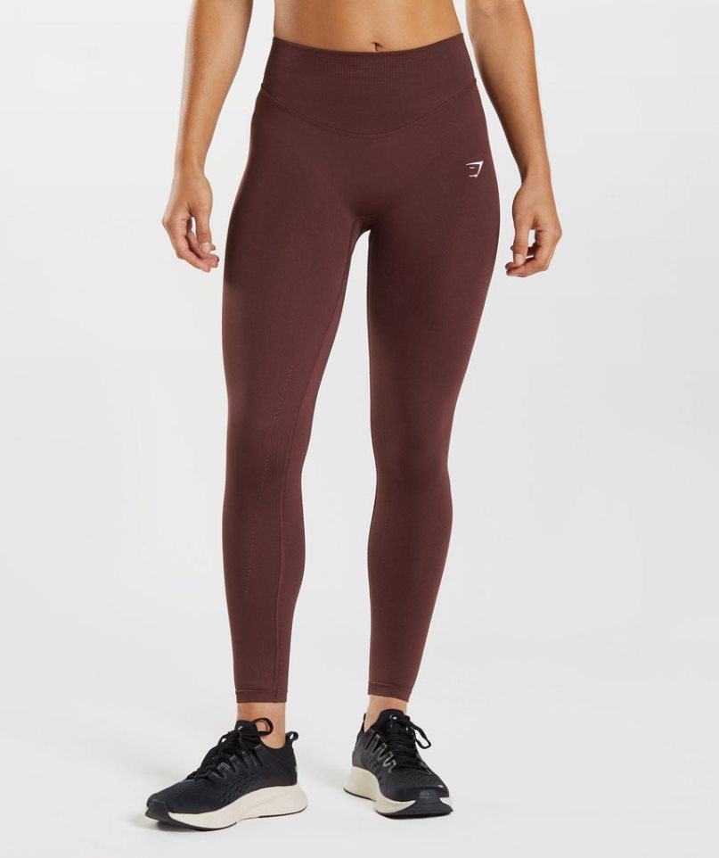 Women\'s Gymshark Sweat Seamless Sculpt Leggings Burgundy | CA 6185A3